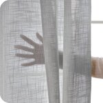 Topfinel rideau voilage gris 140x160 cm  oeillets rideau voilage en lin avec motif de croix dcoratif ...