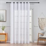 Topfinel rideau voilage en lin 200x250cm - 1pc rideau � oeillets voilage avec motif de croix d�coratif ...