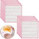 Torchon de cuisine - yolistar - lot de 10 - rutilisables - 25x25 cm - rose et blanc