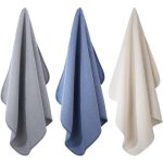 Torchons de cuisine en microfibres - mich - lot de 3 - tissu alv�ol� - bleu fonc� / gris / blanc cass� ...
