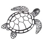 Tortue de mer d�coration murale mer oc�an en m�tal couleur noir brun de 49cm