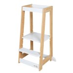 Tour dapprentissage montessori - roba - bambou fsc� - r�glable en hauteur - supporte 80 kg - blanc / ...