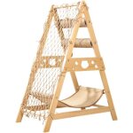 Tour à chat en bois avec filet descalade griffoir en sisal et hamac grand arbre à chat triangulaire stable ... Tour à chat en bois avec filet descalade griffoir en sisal et hamac grand arbre à chat triangulaire stable ...