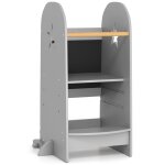 Tour dapprentissage enfant en bois costway - avec tableau noir & hauteur r�glable - rail de s�curit� ...