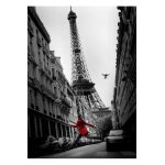 Paris - tour eiffel - red coat - veste rouge - 61x915cm - affiche / poster