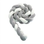 Tour de lit bb 3 tissus velours gris / blanc 4m pare - choc coussin serpent tress ppinire label