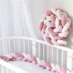 Tour de lit coussin serpent coussin tress� pare - chocs velours protection b�b� - blanc + + rose + rose ...