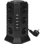Tour multiprise parasurtenseur parafoudre 12 prises avec 5 usb 45a ports - cordon de 2m - noir Tour multiprise parasurtenseur parafoudre 12 prises avec 5 usb 45a ports - cordon de 2m - noir