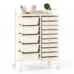 Tour de rangement avec 15 tiroirs costway - chariot de rangement amovibles - avec roulettes - pour bureau ...