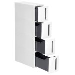 Tour de rangement sur roulettes colonne de cuisine etroite etagere plastique a 4 niveaux gain de place ... Tour de rangement sur roulettes colonne de cuisine etroite etagere plastique a 4 niveaux gain de place ...