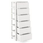 Tour de rangement vertical roulant en plastique  7 tiroirs avec 4 roues universelles pour salon chambre ...