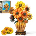 Tournesol avec lumi�res et base vase fleurs botaniques 1180 pcs kit de bouquet artificiel � construire ...