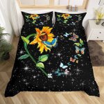 Tournesol parure de lit 220x240cm pour filles enfants floral print parure housse de couette papillon ... Tournesol parure de lit 220x240cm pour filles enfants floral print parure housse de couette papillon ...