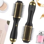 Tqq brosse soufflante 2. 0 - brosse chauffante volumisante salon one - step pour cheveux or noir