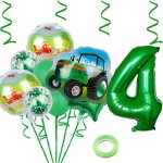 Tracteur d�coration danniversaire gar�on chiffre 4 ballon en aluminium d�coration danniversaire denfant ...
