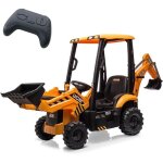 Tracteur �lectrique enfant 12v 4 - en - 1 avec pelle / bulldozer / toit amovible - t�l�commande 24g klaxon ...