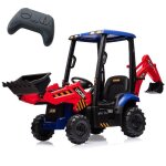Tracteur �lectrique enfant 12v 4 - en - 1 avec pelle / bulldozer / toit amovible - t�l�commande 24g klaxon ...