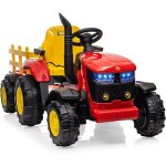 Tracteur �lectrique enfants 12v avec remorque amovible double moteur 35w 6 pneus musique phares led klaxon ...