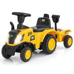 Tracteur pour enfants 18 mois - 3 ans costway licence caterpillar pied au sol remorque&pelle&r�teau&klaxon&lum ...