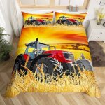 Tracteur parure de lit 200x200cm pour enfants récolté blé doré parure housse de couette décoratif mignon ... Tracteur parure de lit 200x200cm pour enfants récolté blé doré parure housse de couette décoratif mignon ...