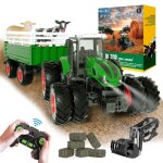 Tracteur rc tlcommand jouet  partir de 2 3 4 5ans (pack set complet) vache mouton et botte de foin ...