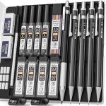 Trahoo - 5 noir porte - mines en mtal avec tui crayons dartiste avec 9 botes de mines de rechange ...