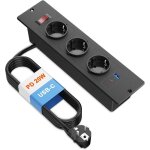 Trahoo - bloc prise encastrable usb c pd 20w multiprise encastrable 3 prises avec usb et interrupteur ...