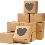Trahoo - botes en papier kraft avec fentre transparente en forme de coeur 30 pices boite cadeau vide ...