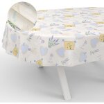 Trahoo - nappe en toile cire lavable pour table de jardin extrieur et intrieur ovale bord coup lavande ...