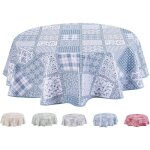 Trahoo - nappe toile cire pvc ronde 155 cm bleu gris[j674]