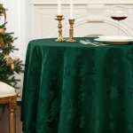 Trahoo - nappe vert noel 180 cm grande nappes de nol anti tache orn d?un motif jacquard avec des rennes ...