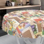 Trahoo - ostara nappe en toile cire lavable pour table de jardin extrieur et intrieur ronde 140 cm[j1859] ...