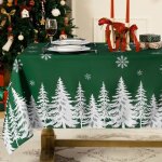 Trahoo - verte nappe noel rectangulaire anti tache 180x140 cm nappes nol avec lgant des flocons de ...