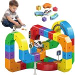 Train �lectrique - bleosan - train �lectrique avec circuit - 51 pi�ces - usb rechargeable - pistes modulables ...