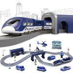 Train lectrique enfant - swapy - wam4936 - 41x7x29 cm - 67 pices - bleu - thme police - chelle ho ...