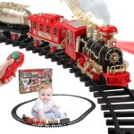 Train electrique jouet circuit de nol cadeau enfant dcor sapin de nol musical lumineux locomotive ...