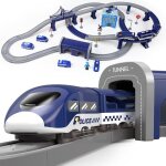 Train �lectrique wdmiya pour enfants avec 92 pi�ces - circuit flexible et v�hicules de construction