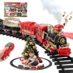Train jouet pour enfants train �lectrique de no�l avec fum�e lumi�res sons train � vapeur avec 4 wagons ...