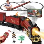 Train de noël télécommandé avec lumière fumée vapeur locomotive classique jouet À pile 9067b circuit ... Train de noël télécommandé avec lumière fumée vapeur locomotive classique jouet À pile 9067b circuit ...