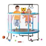 Trampoline pour enfants - �150cm - fianao - avec panier de basket - ball main courante en anneau anneaux ...