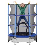 Trampoline enfant homcom  140  190h m filet de scurit porte zipe couvre - ressorts 6 poteaux rembourrs ...