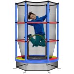 Trampoline pour enfant - homcom -  140 x 190h m - filet de scurit porte zippe 6 poteaux rembourrs ...
