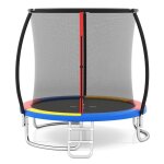Trampoline ext�rieur �244cm costway - filet de s�curit�toile de sautechelle42 ressorts - cadre en acier ...
