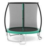 Trampoline ext�rieur �244cm costway - filet de s�curit�toile de sautechelle42 ressorts - cadre en acier ...