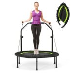 Trampoline fitness costway - d. 101cm - main courante rglable - 2 bandes de rsistance - charge 150 ...