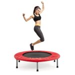 Trampoline de fitness enfant pliable 955cm costway - charge max 150kg - 32 ressorts avec boucle - housse ...