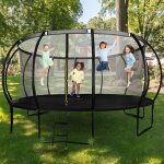 Trampoline ext�rieur enfant + 3 ans charge jusqu� 150kg - hypermotion - 487 cm - filet de s�curit� zipp� ...