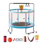 Trampoline multi - fonctions �150cm avec panier de basket - ball main courante en anneau anneaux suspendus ...