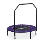 Trampoline relaxdays �102 cm avec barre de maintien mini - trampoline pliable max 120 kg fitness indoor ...
