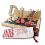 Trancheuse saucisson en bois avec pochon - guillotine manuelle - machine pour d�coupe multifonctions ...